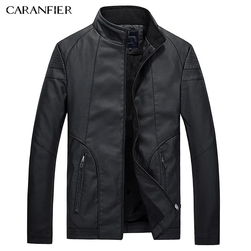 CARANFIER 2025 mode hiver Silm veste en cuir hommes de haute qualité PU décontracté Biker manteau pi