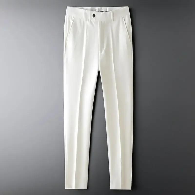 Pantalon de Costume Cropped Slim Fit Blanc pour Homme – Collection Été – Luxe et Qualité Supérieure