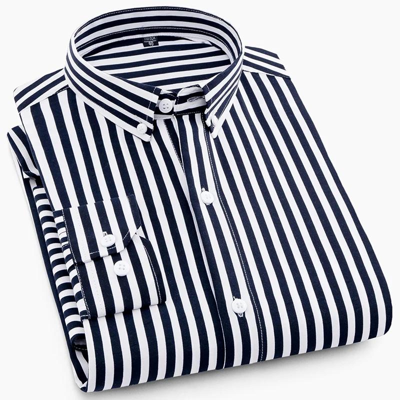 Chemises formelles pour hommes, manches longues, Anti-rides, rayées, mode Business, chemise sociale