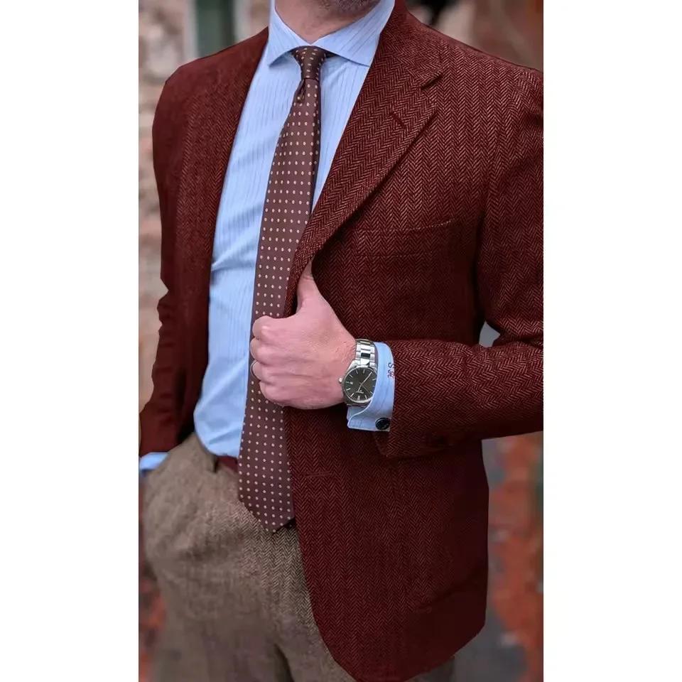 Veste de Costume Homme Chevrons Confortable Simple Boutonnage Blazer Business Décontracté Tendance C