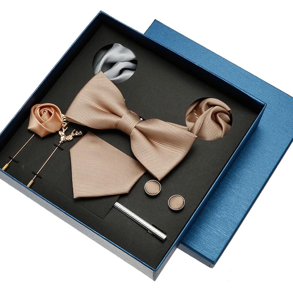 Rouge bleu noir classique cravate pour hommes poche carré boutons de manchette ensembles hommes coul