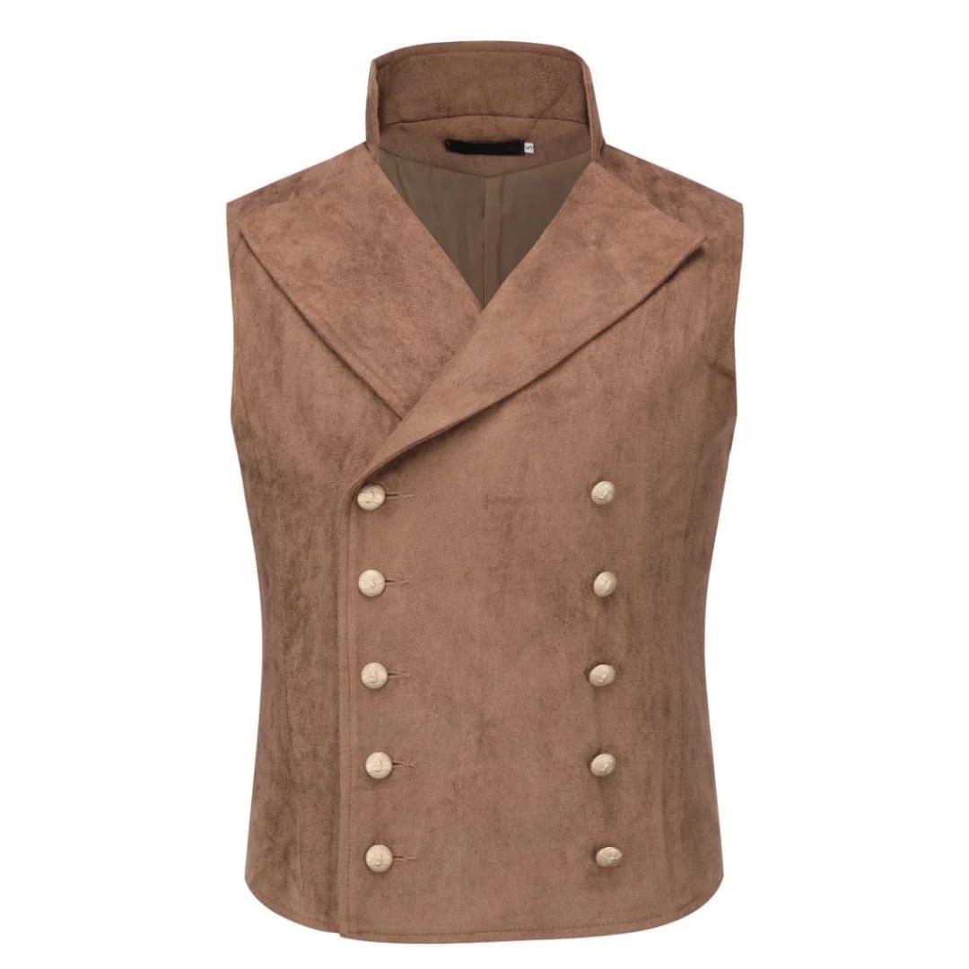 Hommes gilet noir velours hauteur revers Double bouton gilet pour mariage Banquet bureau d'affaires