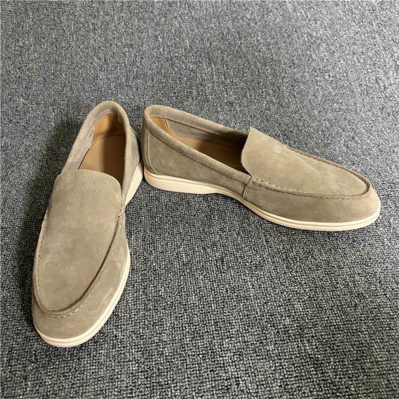 Baskets décontractées en cuir véritable pour hommes, mocassins à enfiler de grande taille, chaussure