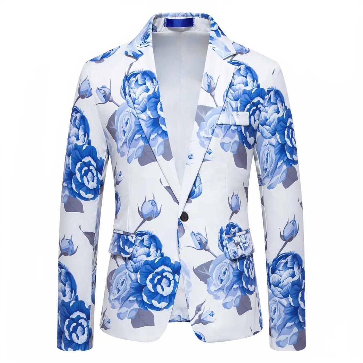 Costume Blazer pour hommes, nouvelle collection printemps et automne 2025, imprimé Rose, costume de