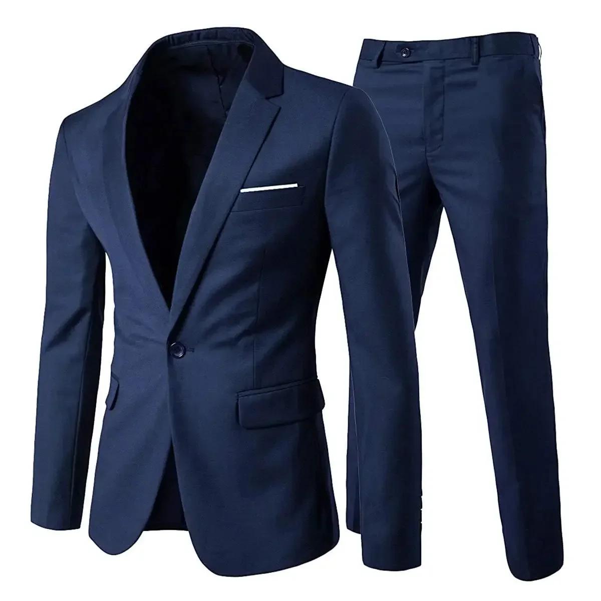 Costumes élégants pour hommes, 3 pièces, 2 ensembles, vestes, gilet, pantalon, blazer, tenue d'affai