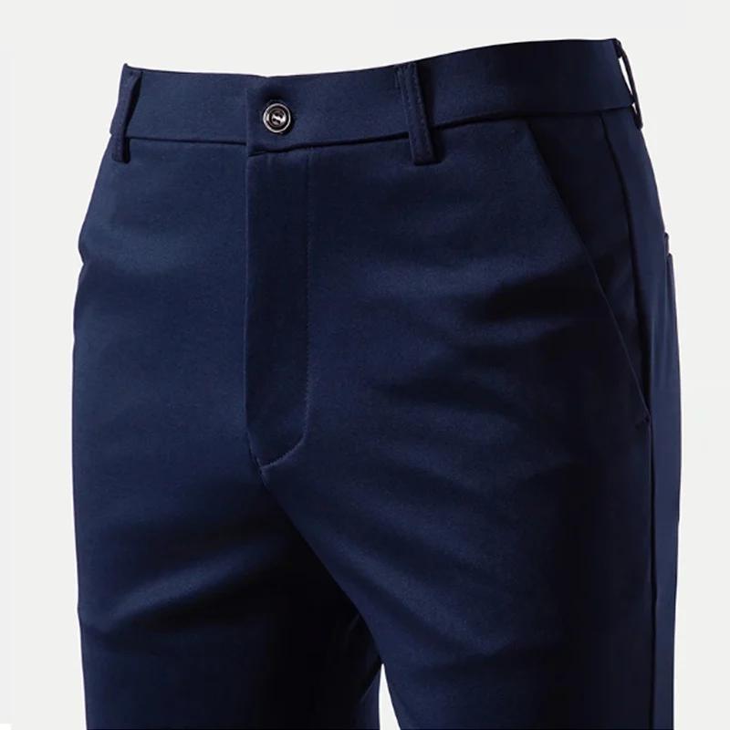 29-42 hommes été mince mode affaires costume décontracté pantalon pantalons longs hommes élastique m