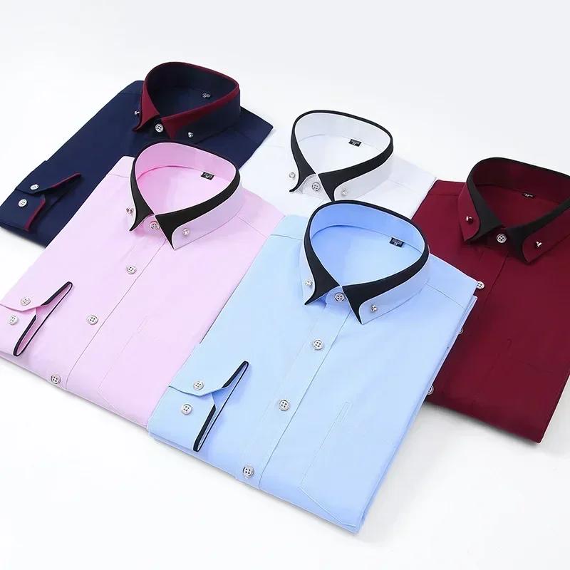 Chemise élastique à manches longues pour hommes, chemise d'affaires décontractée, chemise confortabl