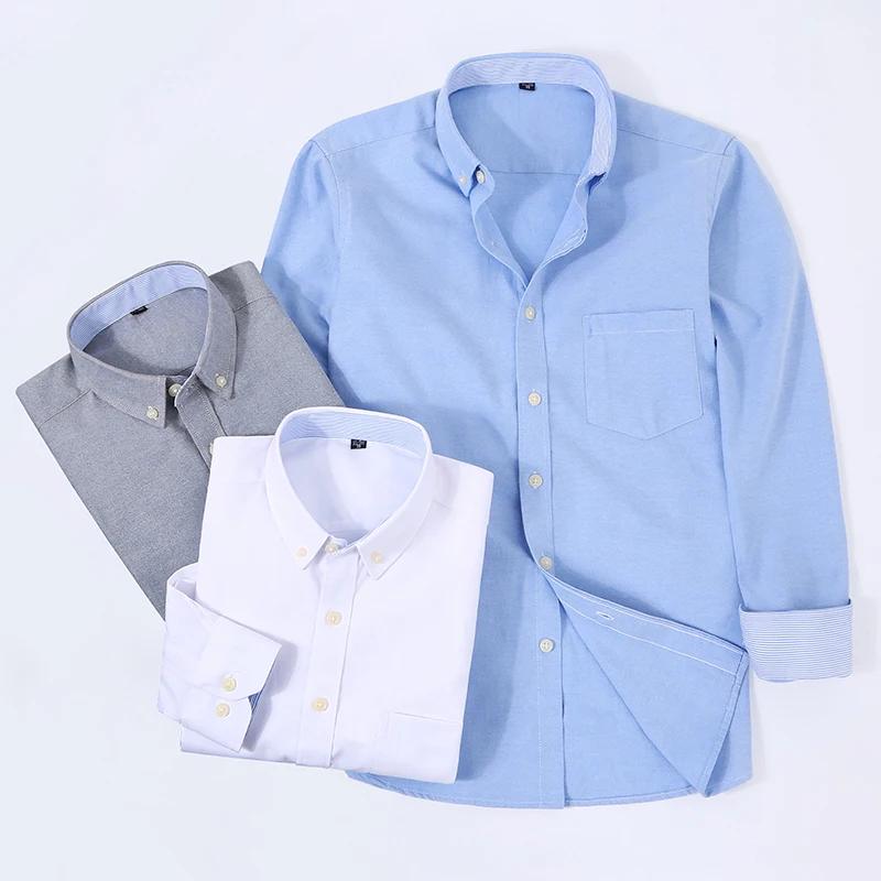 Chemise à manches longues pour hommes, tissée Oxford, décontractée, sans repassage, haut slim, confo