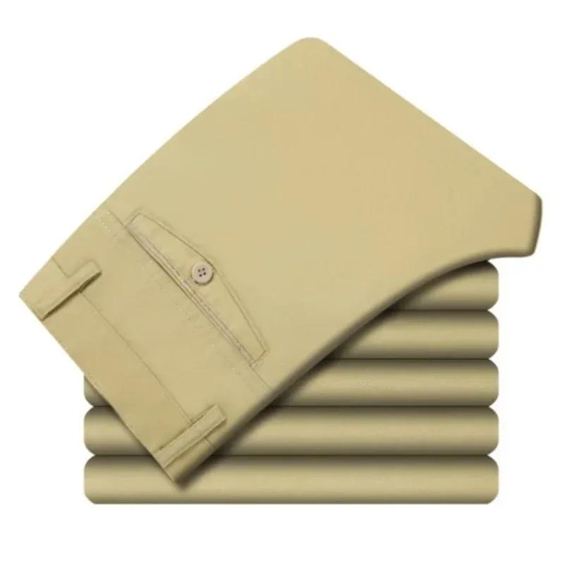 Pantalon de costume pour homme, fin pour l'été, épais pour l'automne, 100% coton, classique, mode bu