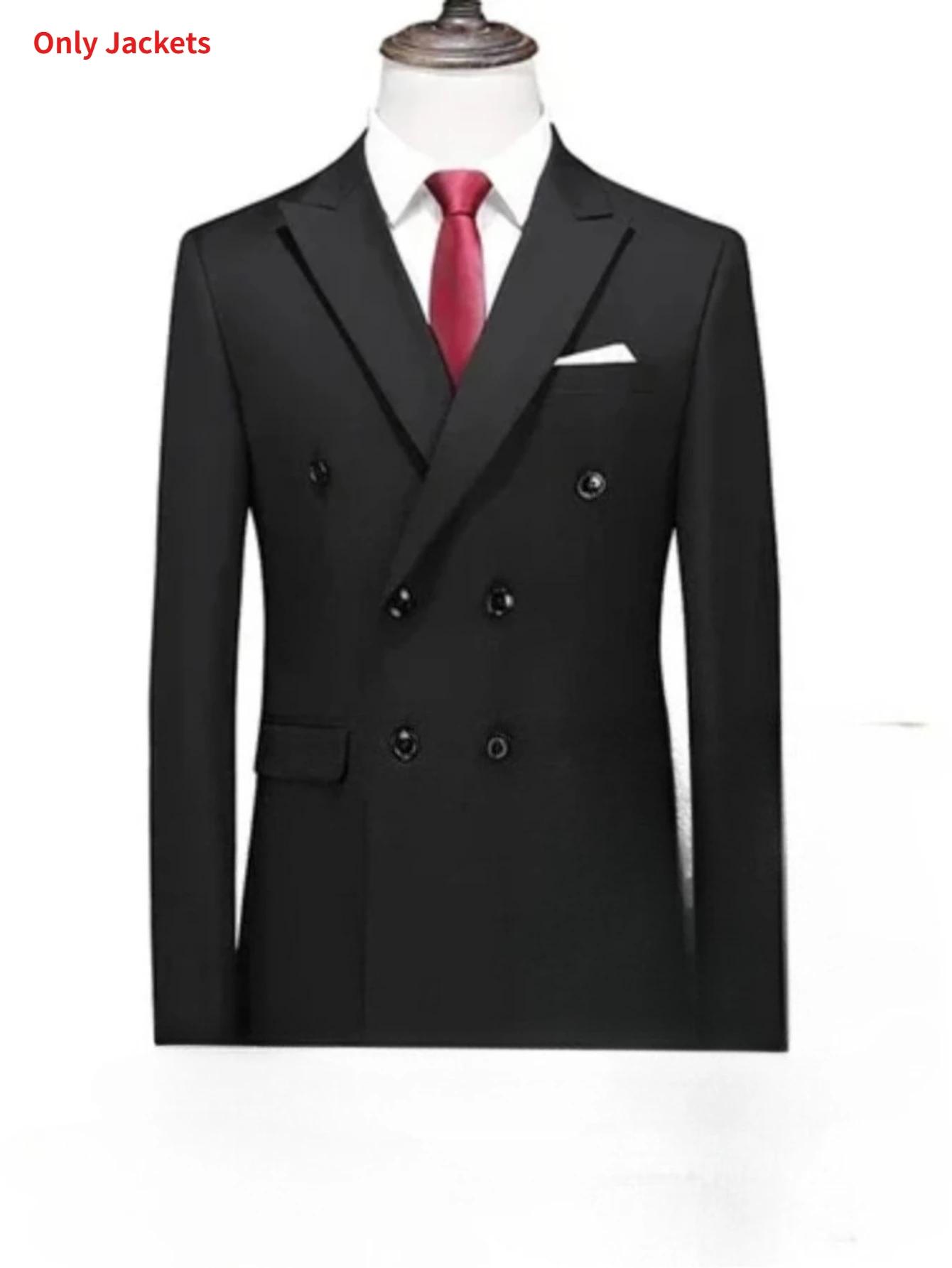 Costume Homme Croisé Quatre Saisons Mariage Affaires Formel Coupe Slim Veste et Pantalon de Smoking