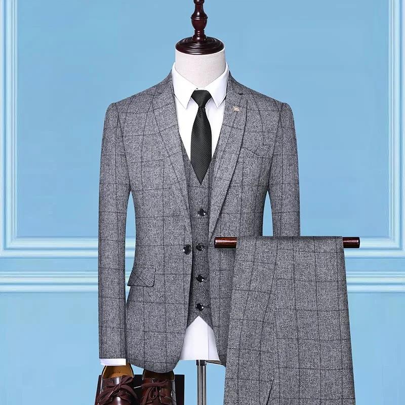 Costume (Blazer + gilet + pantalon) mode affaires décontracté Gentleman hommes Style italien élégant