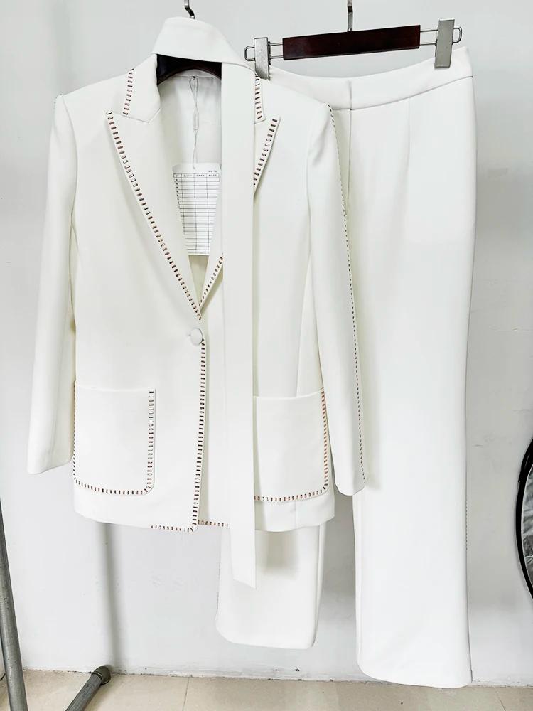 Ensemble de costume de créateur HIGH STREET, dernière mode 2026, pour femme, avec blazer à bouton un