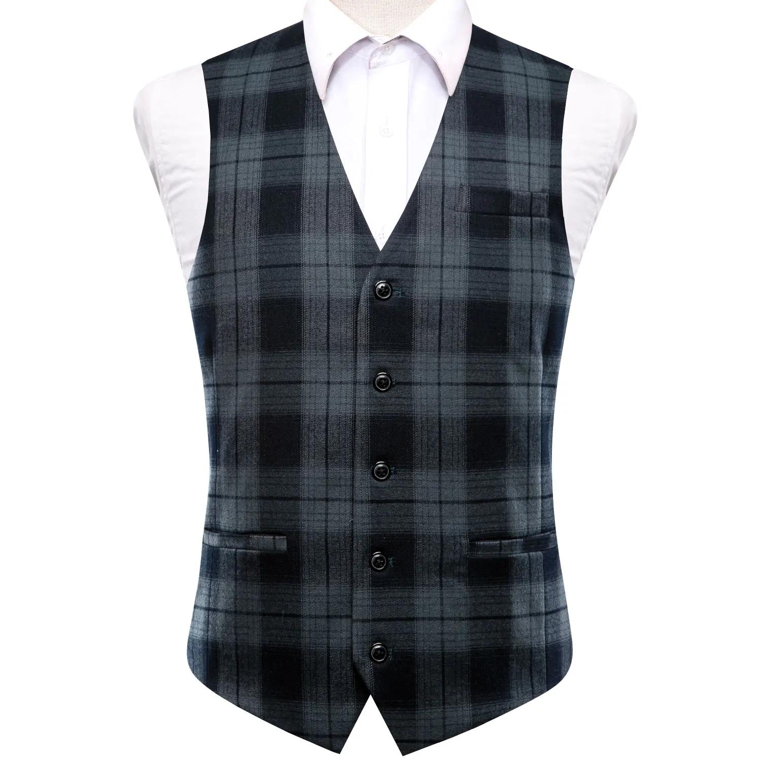 Hi-Tie Designer Viscose Hommes Costume Gilet Jacquard Rayé Gilet Sans Manches Veste De Haute Qualité