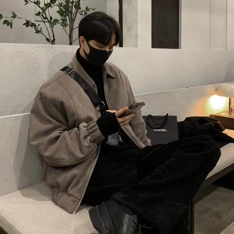 Veste homme daim Vintage haute rue veste légère à manches longues vêtements d'extérieur printemps au