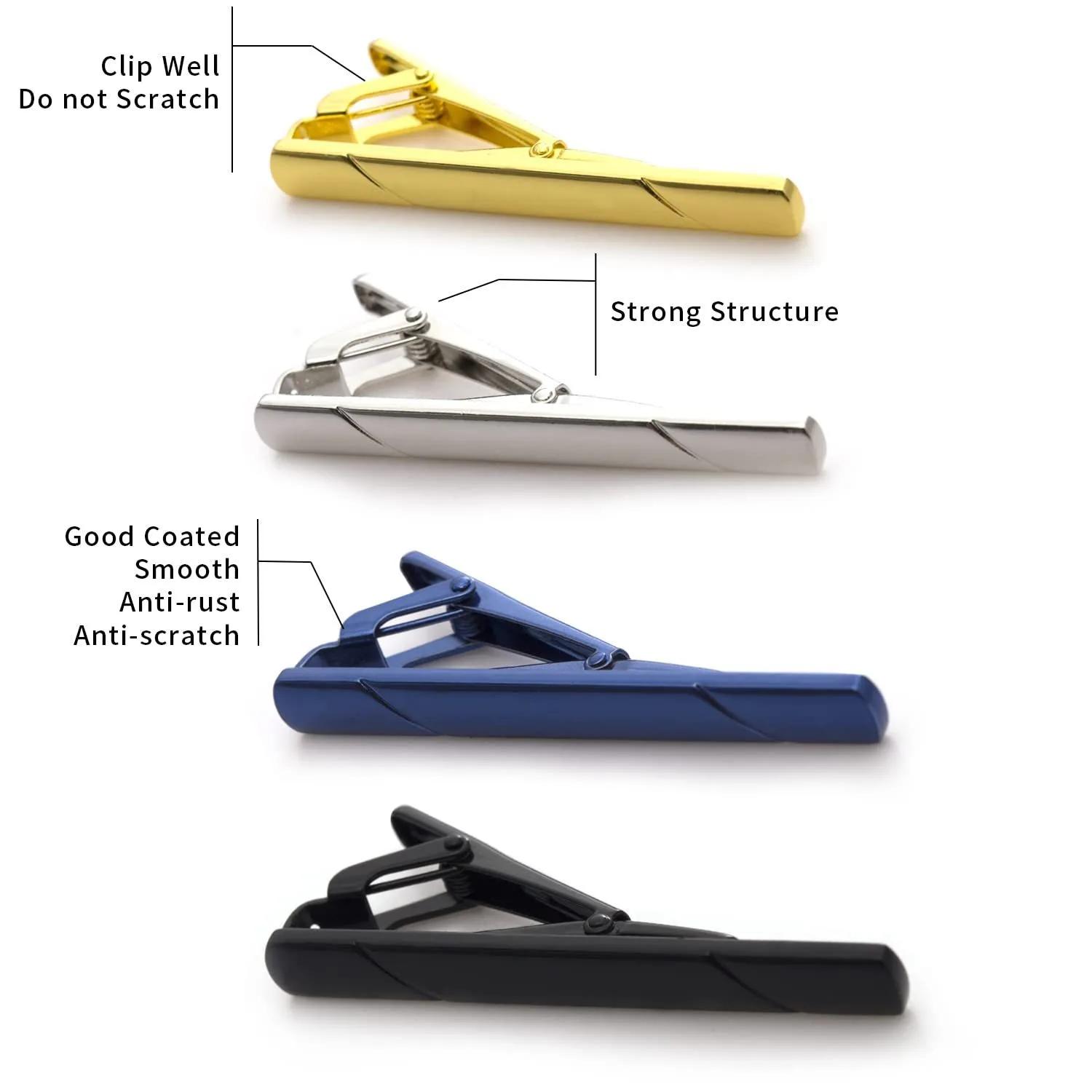 Pinces à cravate pour hommes, 5.8x0.6cm, Kit de cravate ferme, fermoir à barre Simple LD01