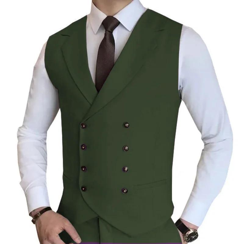 Hommes gilet Champagne solide Double bouton gilet pour mariage anniversaire Banquet fête travail aff