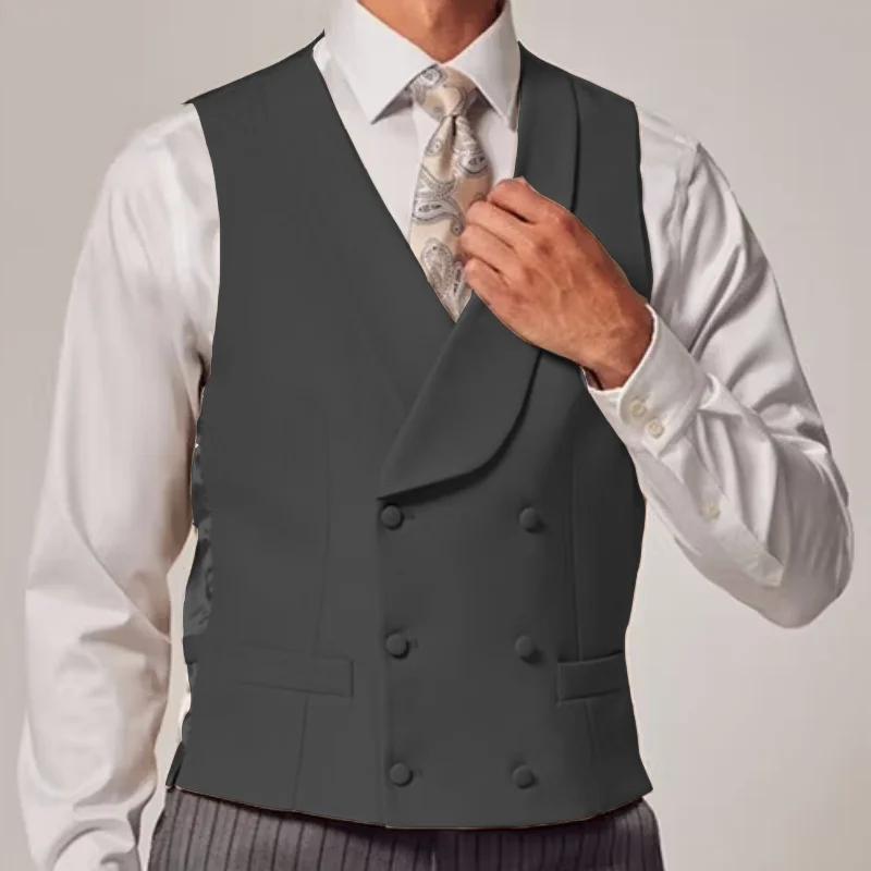 Gilet bleu ciel pour hommes, couleur unie, Double bouton avec revers, pour mariage, marié, affaires,