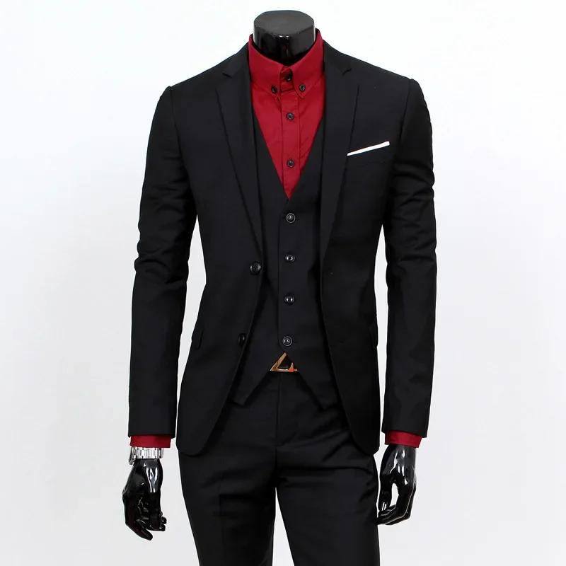 Mode coréenne grande taille 6XL costumes ensembles hommes solide mince formel Blazer veste gilet pan