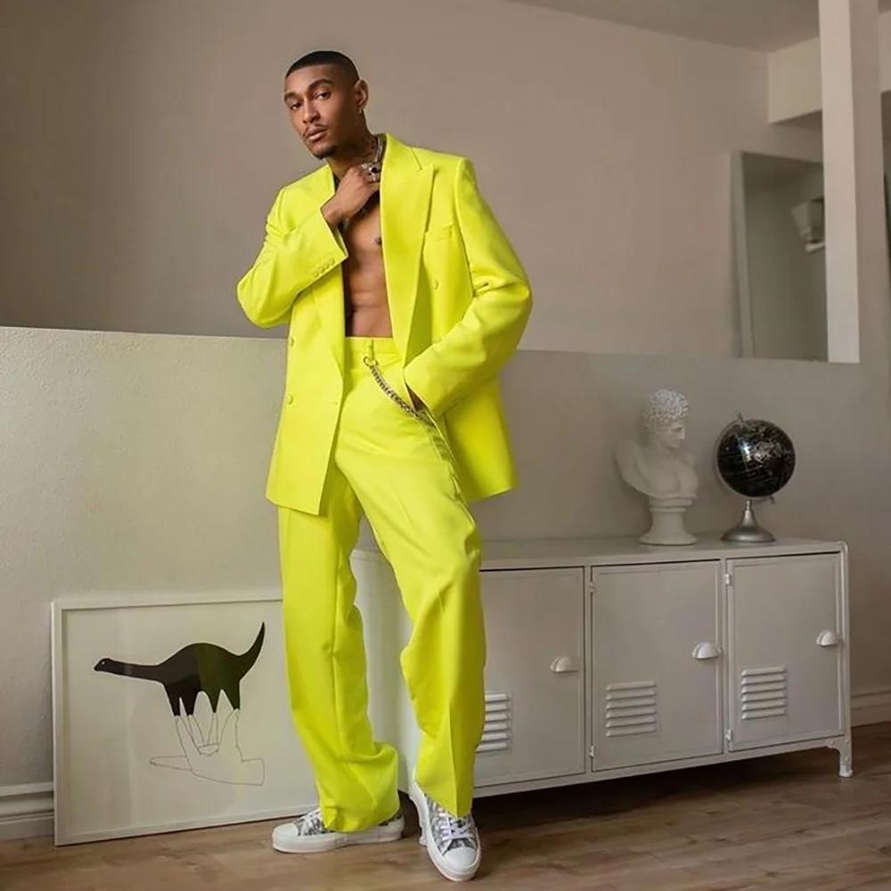 Ensemble deux pièces à double boutonnage pour hommes, veste et pantalon noir, tenues à revers, chic,