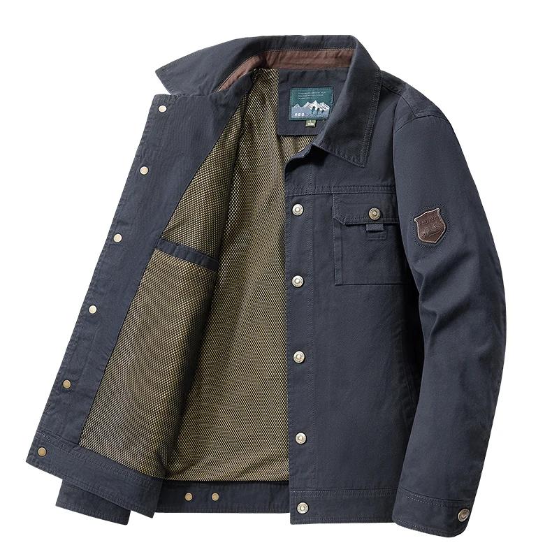 LEOSOXS-veste à revers de style printemps et automne pour hommes, vêtements de travail multi-poches