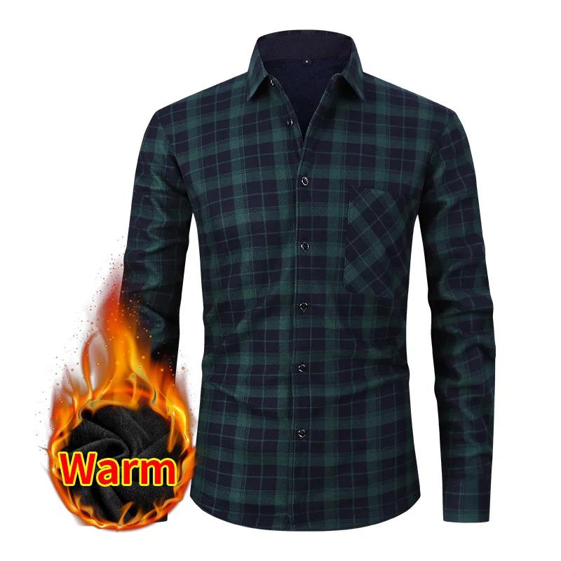 Chemise à manches longues pour hommes, taille américaine, automne hiver, chaud, polaire épaisse, pla