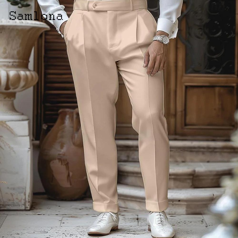 2025 grande taille hommes élégant mode Naples costume pantalon blanc doux poche pantalon hommes de l