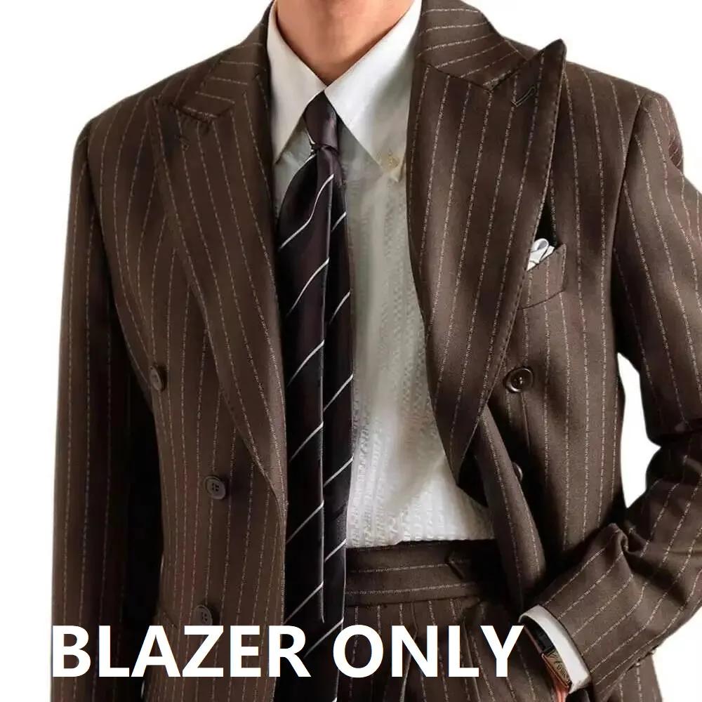 Costumes d'affaires à rayures formelles à Double boutonnage pour hommes, tenue de luxe décontractée,