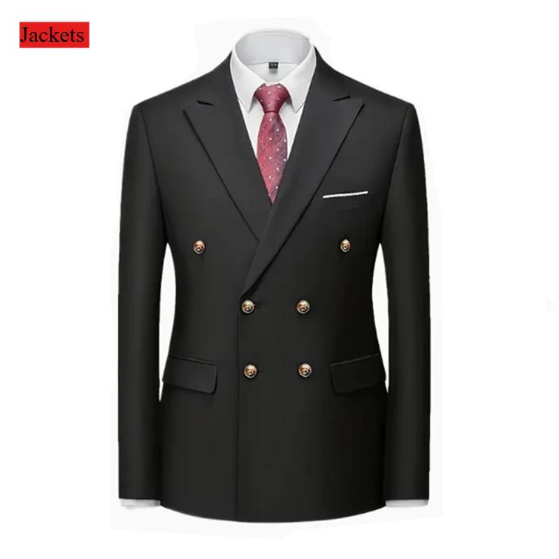 Costume croisé pour occasions formelles, boutons dorés, tenue homme pour mariages, dîners et soirées