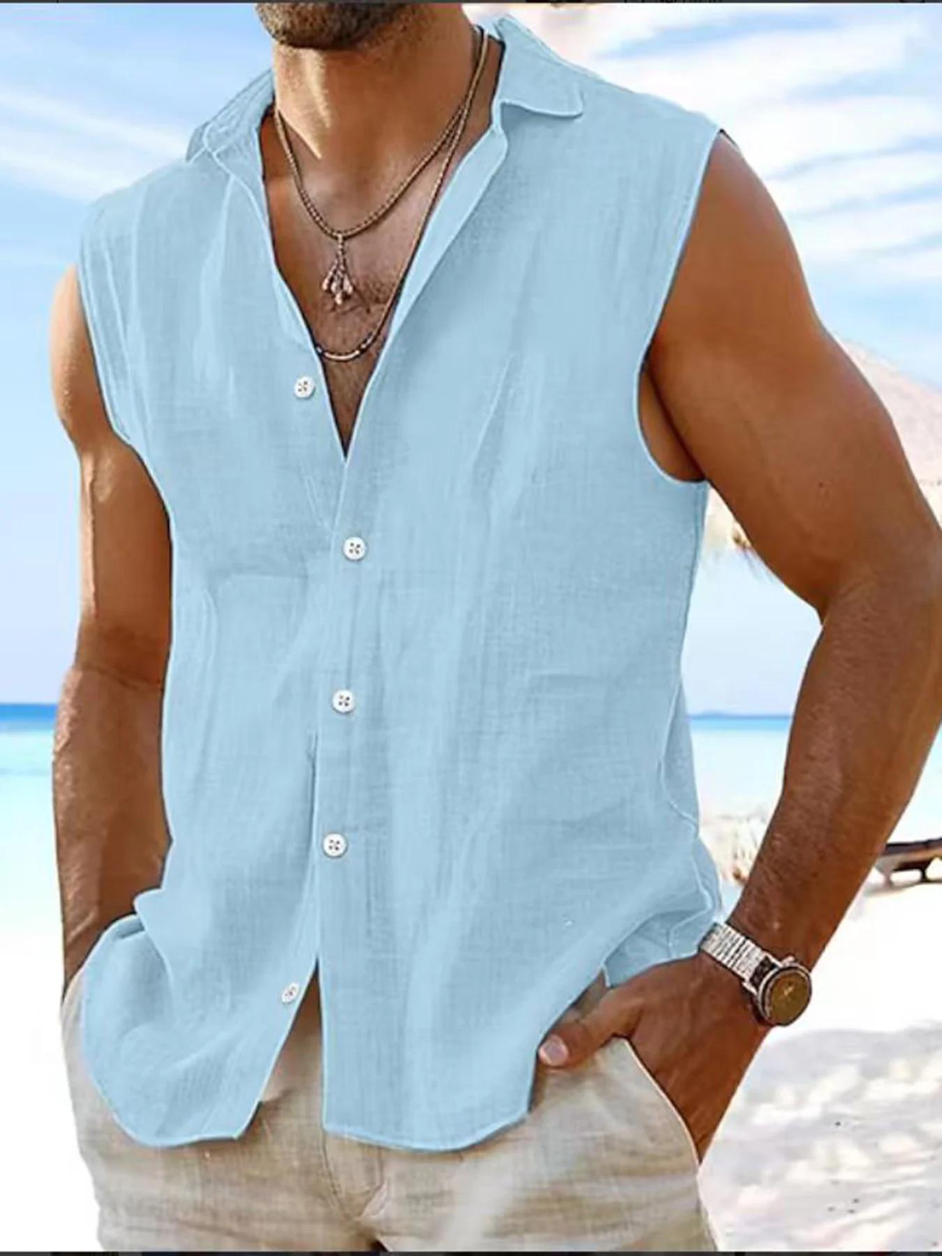 Gilet sans manches en coton et lin pour homme, nouveau style décontracté ample, cardigan ouvert, été