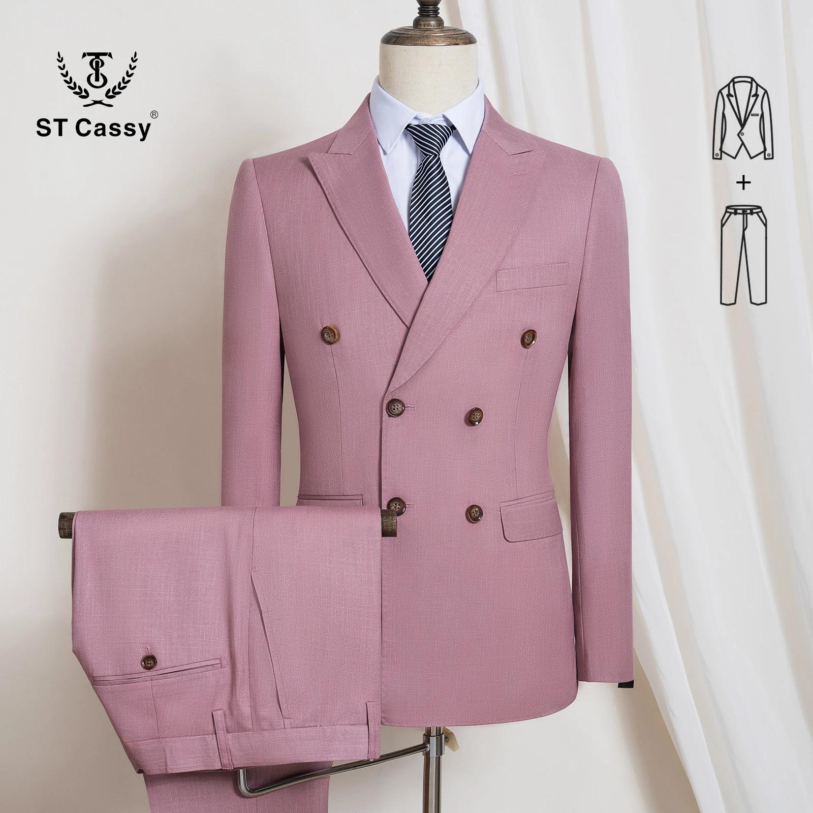 Costume de haute qualité pour homme, ensemble deux pièces, double boutonnage (veste + pantalon), cou
