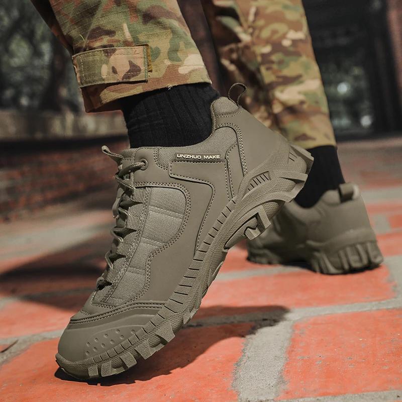 Hommes bottes tactiques anti-dérapant travail à lacets unisexe armée chaussures en plein air randonn