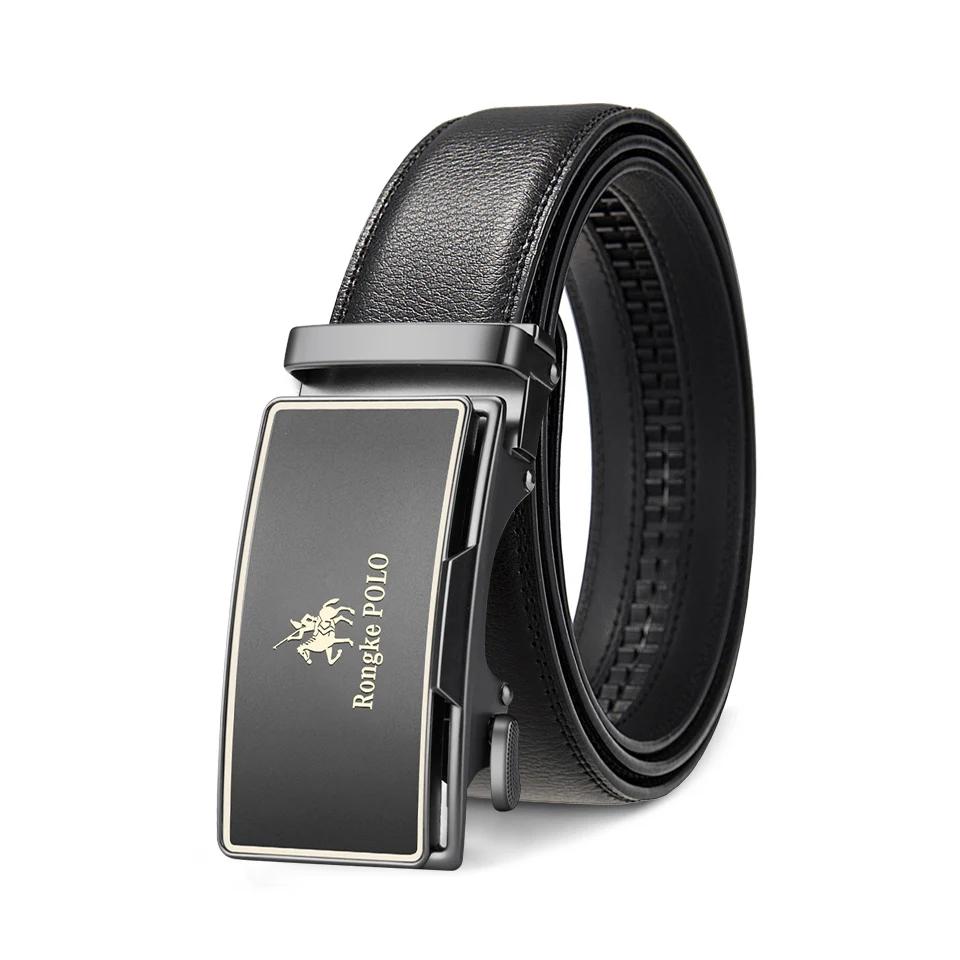 Ceinture pour homme de haute qualité, noire et marron, en cuir véritable, boucle automatique à cliqu