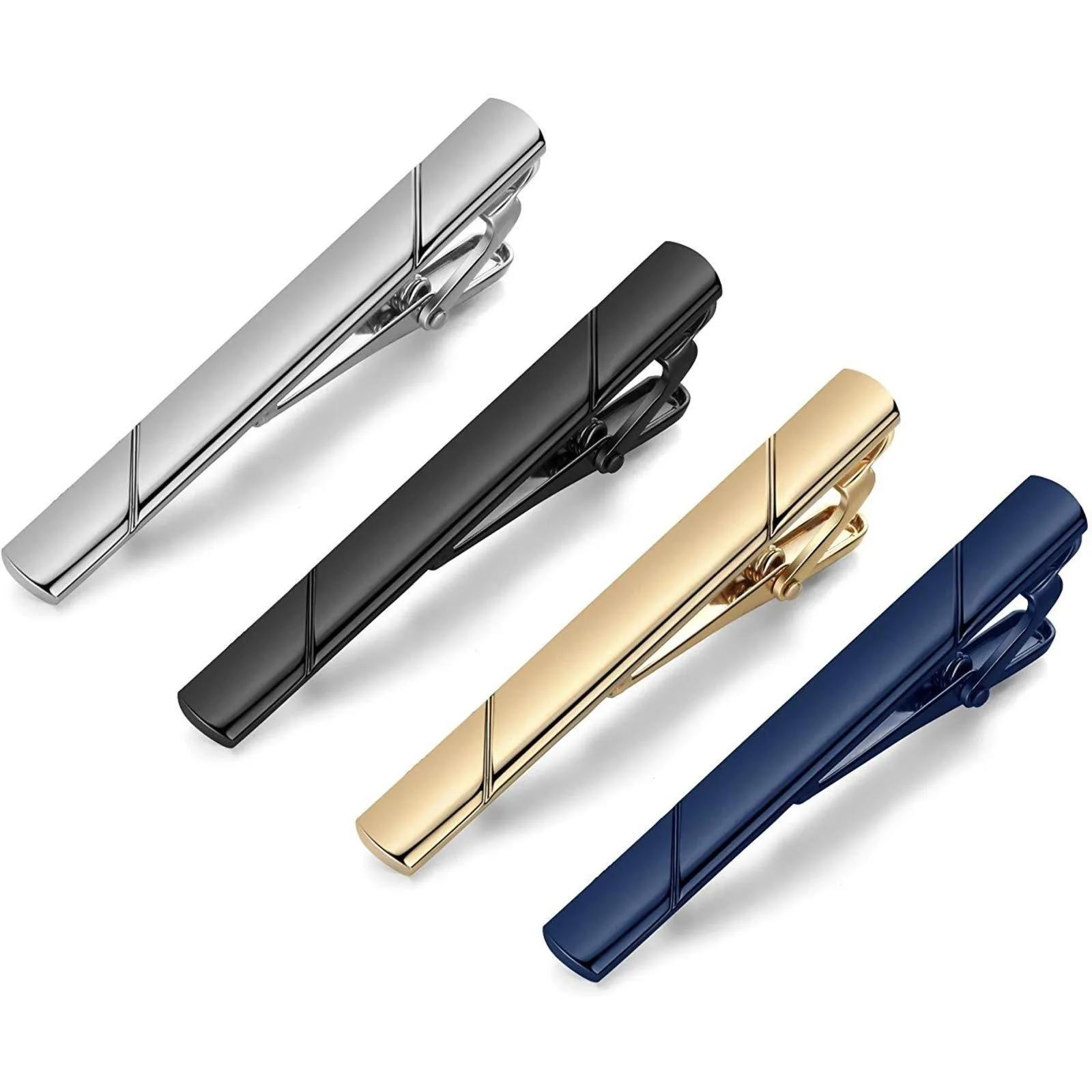 Pinces à cravate pour hommes, 5.8x0.6cm, Kit de cravate ferme, fermoir à barre Simple LD01