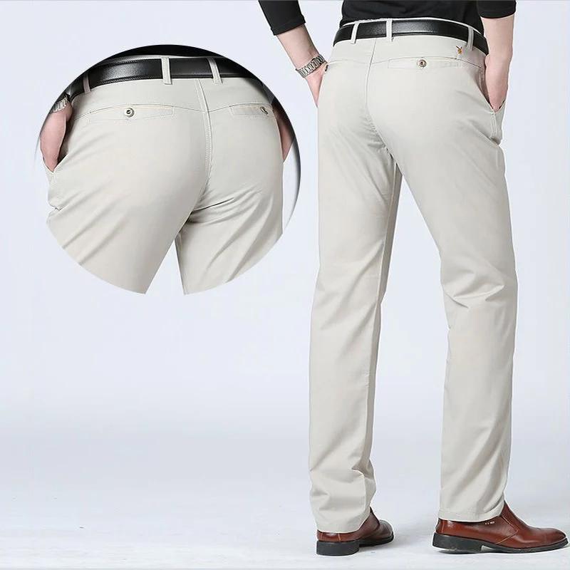 Pantalon de costume pour homme, fin pour l'été, épais pour l'automne, 100% coton, classique, mode bu
