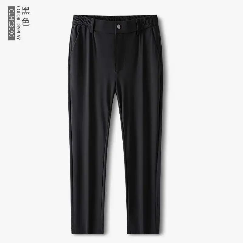 Pantalon de costume en soie glacée sans fer pour hommes, Section fine, élastique, drapé, droit, Busi