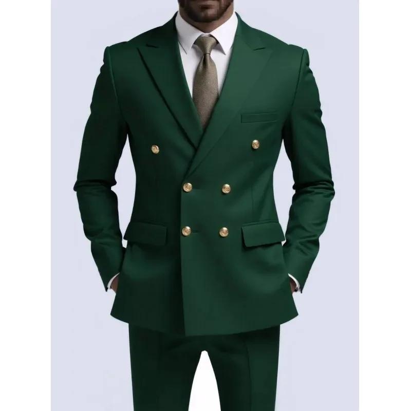 Veste de costume décontractée à Double boutonnage pour hommes, coupe cintrée, qualité formelle d'aff