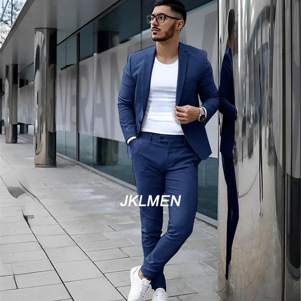 Costume 2 pièces gris pour hommes, veste d'été décontractée, pantalon formel, smoking de mariage, vê