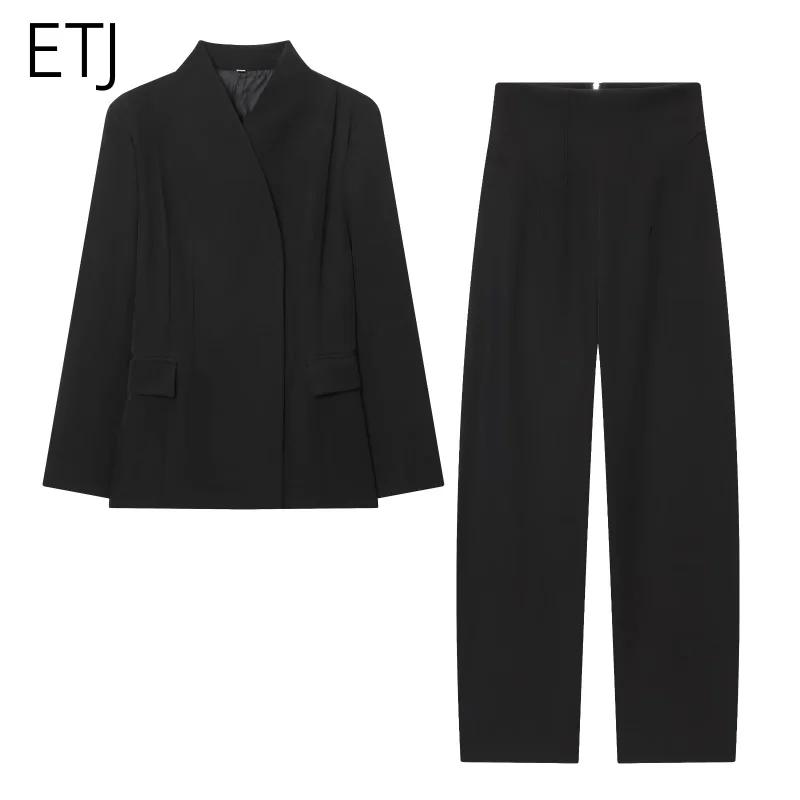 ETJ 2025 – veste de costume slim à col haut et pantalon décontracté assorti pour femmes, nouveau des