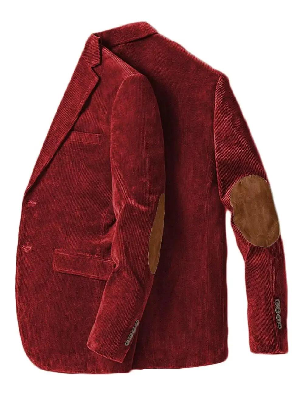 Blazer en velours côtelé pour hommes, veste d'affaires décontractée avec coudière, manteaux de Sport
