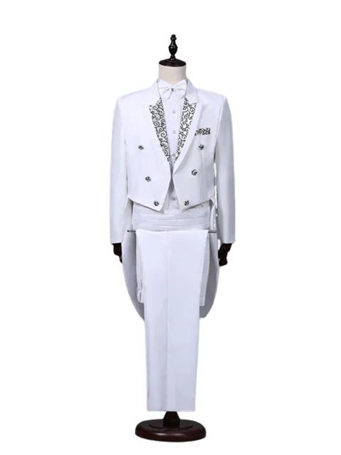 Manteau de queue pour hommes, classique, moderne, blanc et noir, Style basique, costume pour hommes