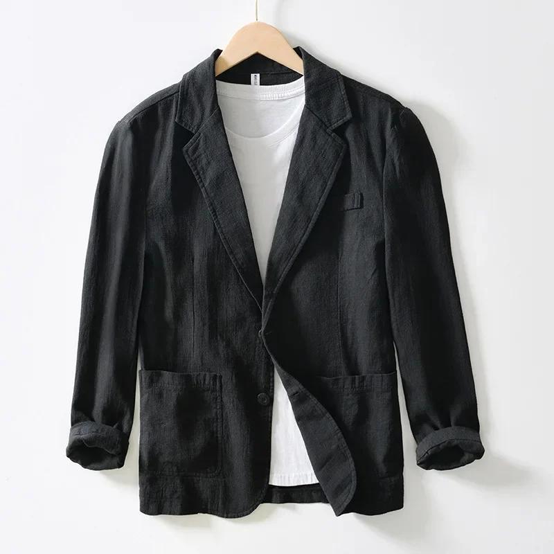 Blazer en lin léger pour homme – Veste décontractée à simple boutonnage pour le bureau, le quotidien