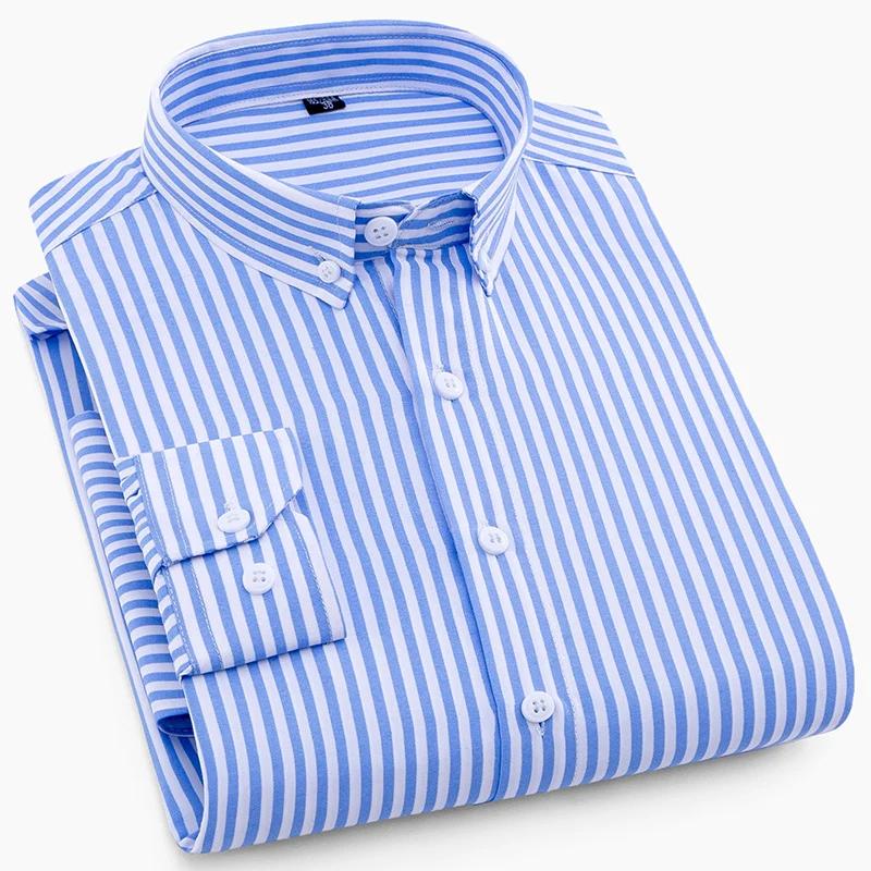 Chemises formelles pour hommes, manches longues, Anti-rides, rayées, mode Business, chemise sociale