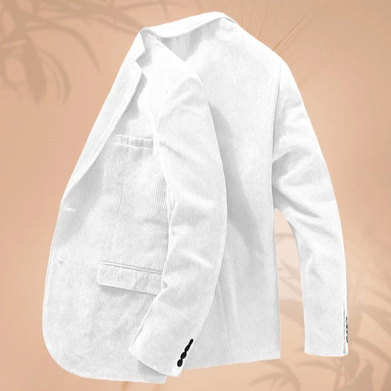 Veste de costume en velours côtelé pour hommes, veste de costume à revers à bouton unique, veste for