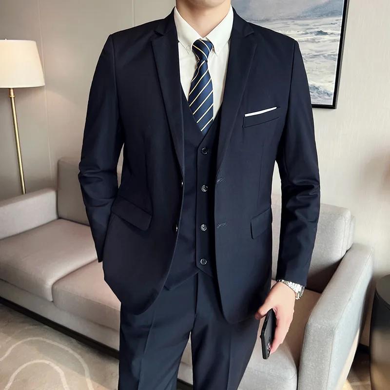 Costume de mariage 3 pièces pour hommes, ensemble gilet et pantalon, beau, à la mode, vêtements de B
