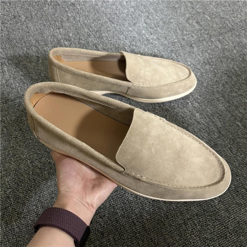 Baskets décontractées en cuir véritable pour hommes, mocassins à enfiler de grande taille, chaussure