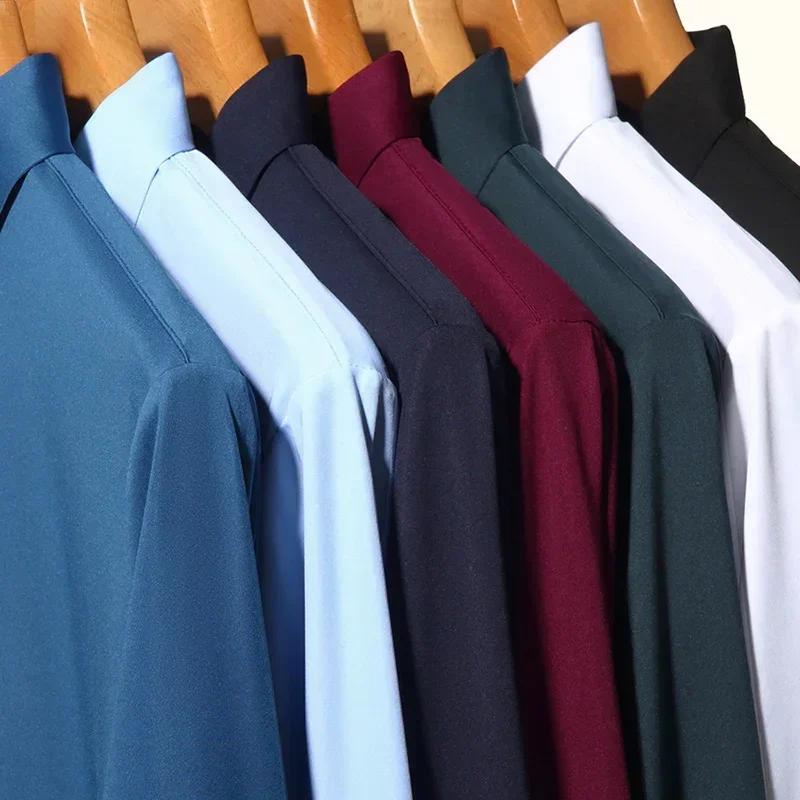 Chemise slim ultra-extensible pour hommes de qualité supérieure – Chemise formelle d'affaires soyeus