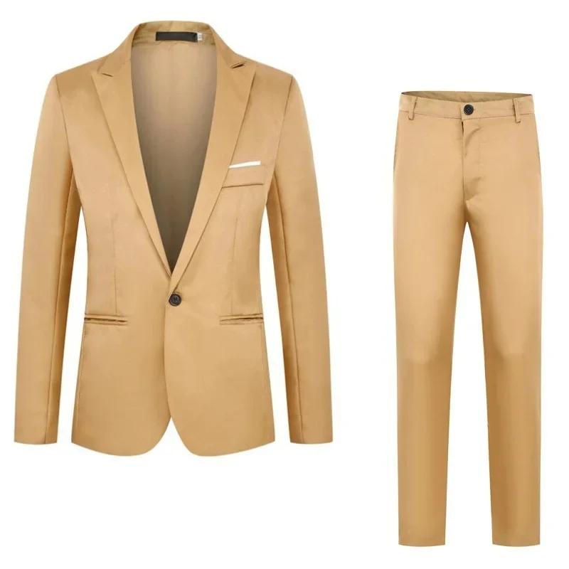 Offre spéciale de la saison nouveaux hommes mode affaires coupe ajustée costume ensemble décontracté