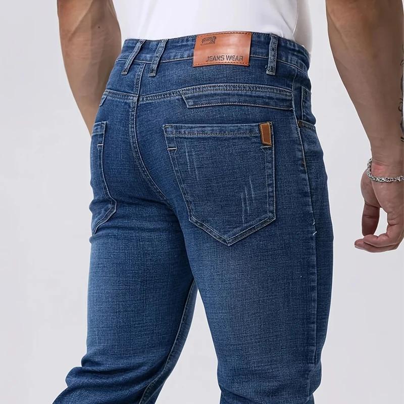 Printemps automne hommes d'affaires jean décontracté droit Stretch mode classique noir ciel bleu gri