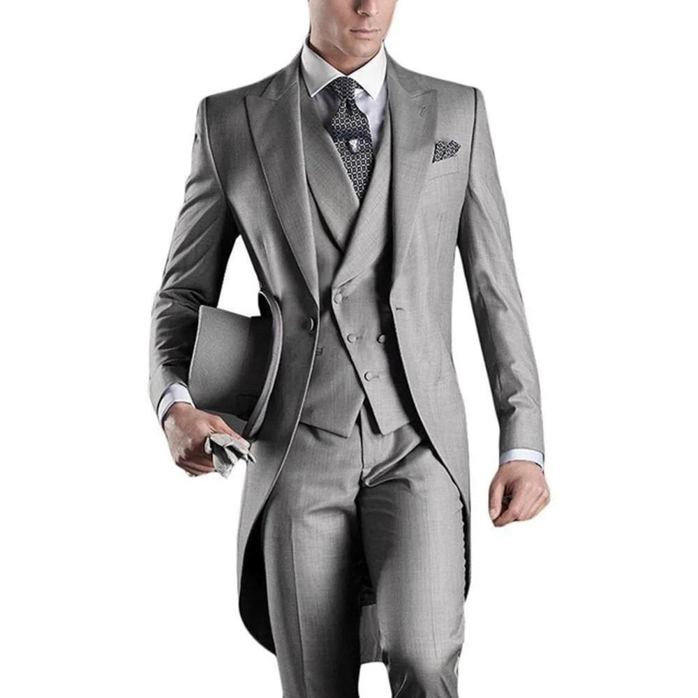 Manteau de queue sur mesure blanc/noir/gris/bordeaux pour hommes