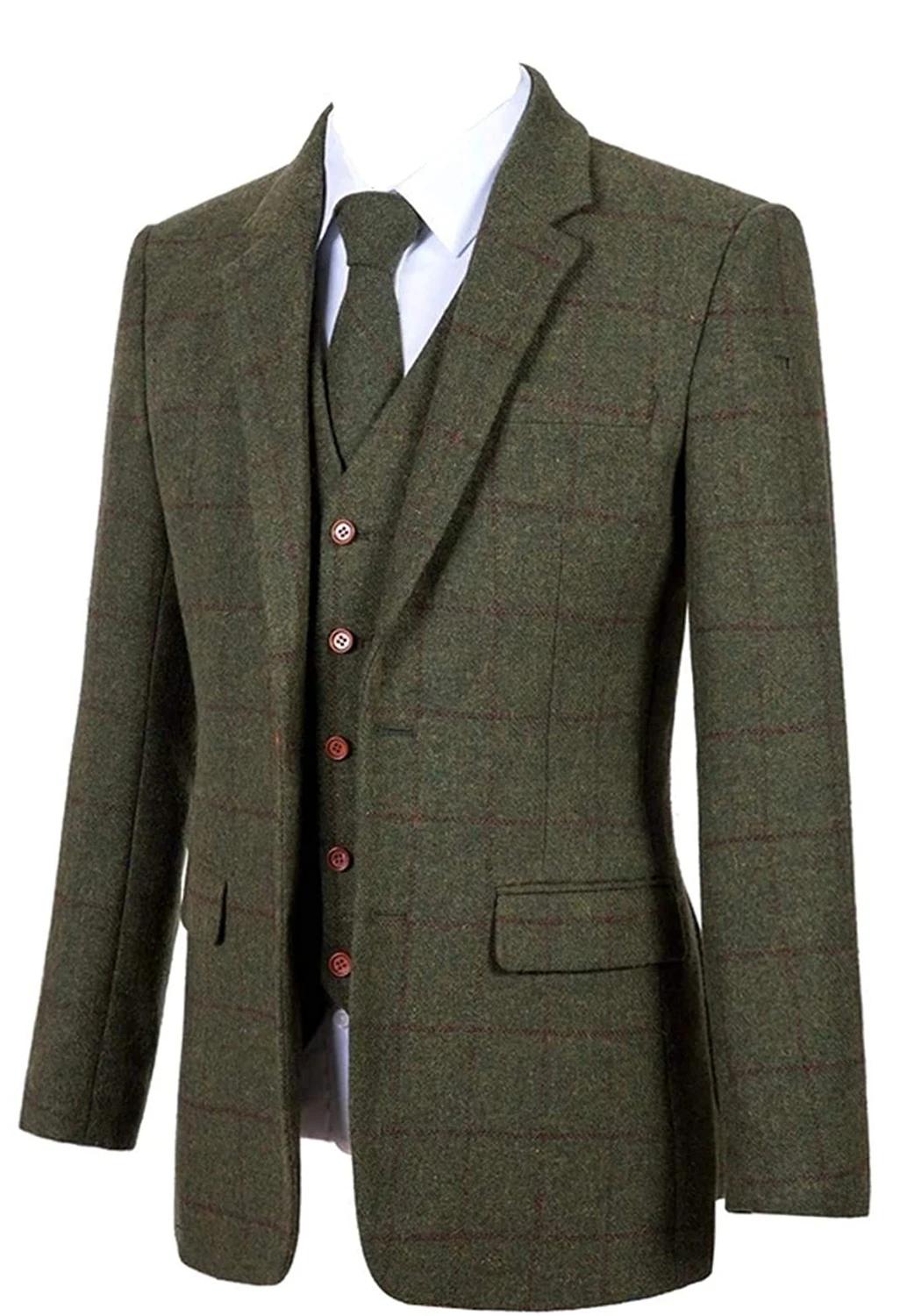 Costumes marron en Tweed pour hommes
